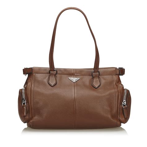 prada bag brown leather|prada brown leather tote bag.